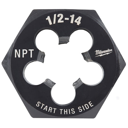 Hex Threading Die, 1/2"-14, Solid