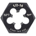Hex Threading Die, 1/2"-14, Solid