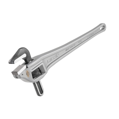 24" Aluminum Offset Pipe Wrench, Narrow Hook Jaw Parallel to Handle for Tight Spaces and Overhead