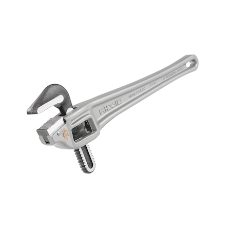 18" Aluminum Offset Pipe Wrench, Narrow Hook Jaw Parallel to Handle for Tight Spaces and Overhead