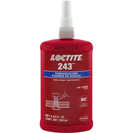 Primerless Threadlocker, LOCTITE 243, Blue, Medium Strength, Liquid, 250 mL Bottle
