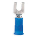 Fork Terminal, #10 Stud Size, 14 AWG, 600 V, Nylon Insulated, Blue, Crimp Termination Only, 100 PK