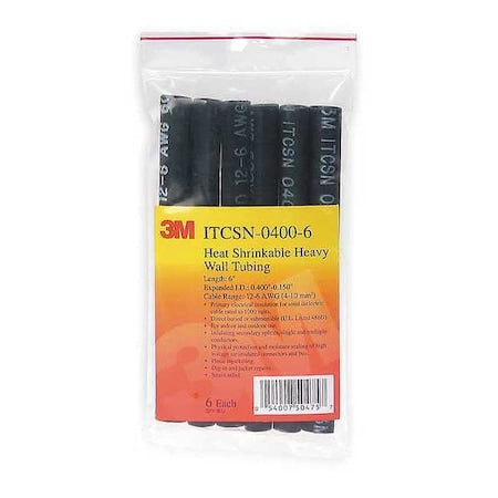 Adhesive Lined Heat Shrink Tube, Heavy Wall, 3:1 I.D. Shrink Ratio, 1.1 in I.D. Before Shrinking