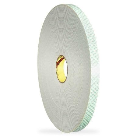 Double-Sided Foam Tape, 3/4 in W, 7 yd L, 1/8 in, Polyurethane Foam, Double-Sided