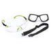 Solus Safety Glasses Kit, Strap, Removable Foam Gasket, Anti-Fog/Scratch, Black/Green, Clear Lens