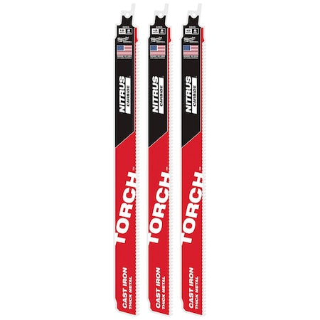 12 in x 8 TPI Reciprocating Saw Blade, 3 PK