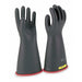 Electrical-Insulating Gloves, 7,500V AC, 11,250V DC, Rubber, 14" Length, Black, Size 11