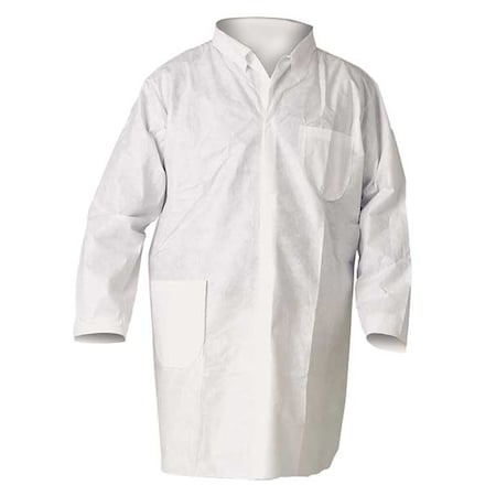 KleenGuard A20 Disposable Lab Coat, SMMMS, Snaps Closure, White, XL, 25 PK