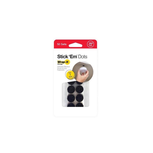 Stick 'Em Small Plastic Hook and Loop Fastener 0.75 in. L 50 pk,  6PK