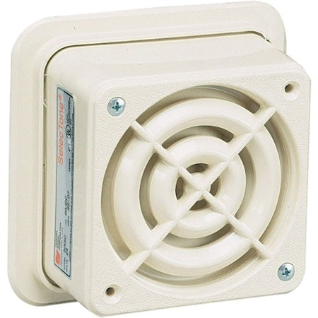 Signaling Device, Horn, Continuous, 120V AC, 64 to 88dB, ABS Plastic, White, Surface Mount