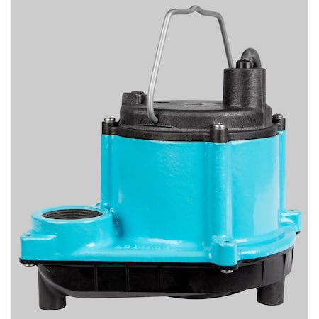 Submersible Sump Pump, 1/3 HP, 1 1/2 in F, No Switch, 29 gpm Flow Rate at 10 Ft of Head, 10 ft cord