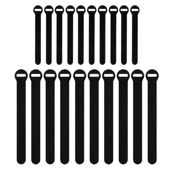 Back-to-Back Strap,  No Adhesive,  8 in,  4 in Wd,  Black,  20 PK