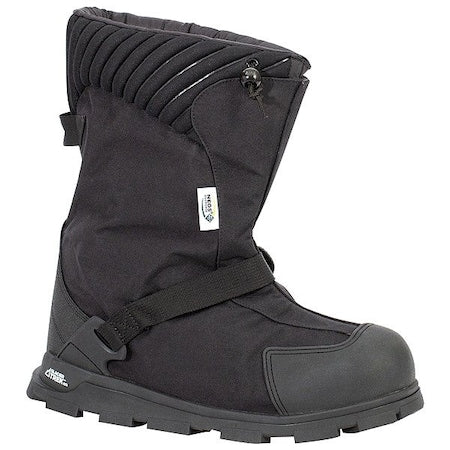 Overshoes, Plain Toe, 11 in Height, Cleated Sole, Black, XL