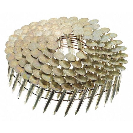 Collated Roofing Nail, 3/4 in L, 11 ga, Electro Galvanized, Flat Head, 15 Degrees, 7200 PK