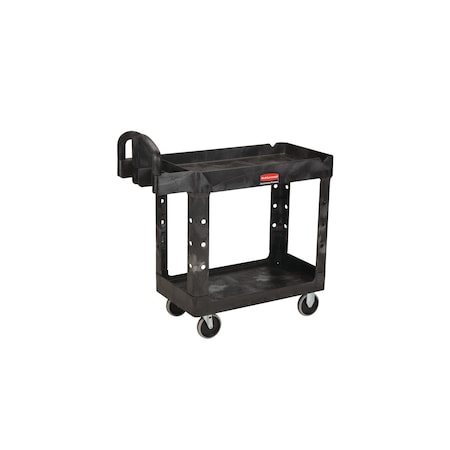 Plastic Utility Cart with Deep Lipped Plastic Shelves, Ergonomic, 2 Shelves, 500 lbs.