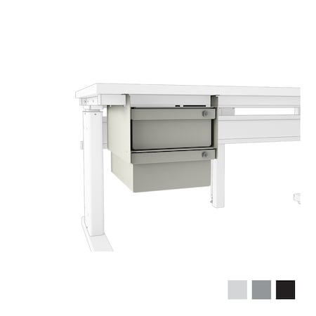 Steel Drawer Stack 2-6"h; Overall 12"h x 18"d x 12"w,  100 lb cap,  BLK