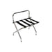 High Back Chrome Luggage Rack with Black Straps,  1 Pack