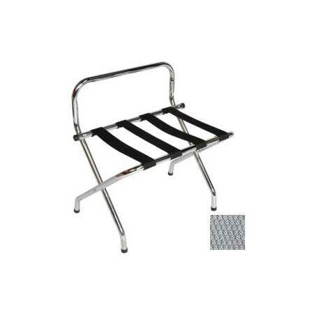 High Back Chrome Luggage Rack with Silver Straps,  1 Pack