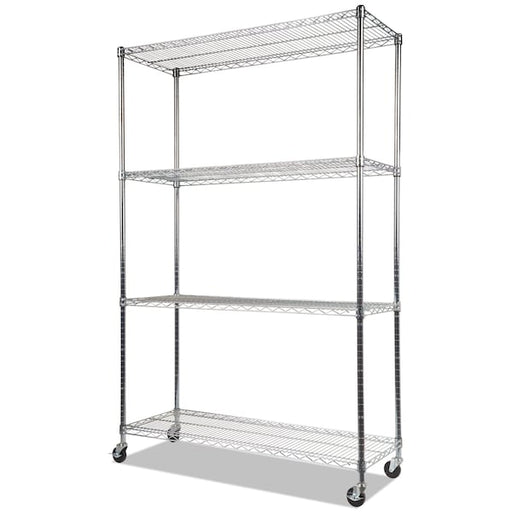 Wire Shelving Unit,  18"D x 48"W x 72"H,  4 Shelves,  Silver