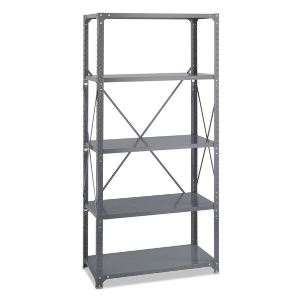 Metal Shelving Unit,  18"D x 36"W x 75"H,  5 Shelves,  Steel,  Color: Dark Gray