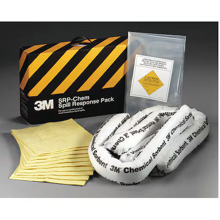 Spill Kit, 3 gal Volume Absorbed per Kit, 3.5 gal Capacity, Box, Black/Yellow, 15