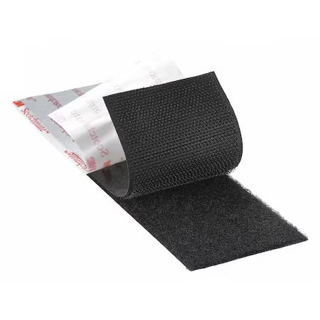 Reclosable Fastener, Acrylic Adhesive, 150 ft, 1 in W, Black