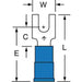 Fork Terminal, #6 Stud Size, 14 AWG, 600 V, Nylon Insulated, Blue, Crimp Termination Only, 1000 PK