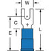 Fork Terminal, #4 Stud Size, 14 AWG, 600 V, Nylon Insulated, Blue, Crimp Termination Only, 1000 PK