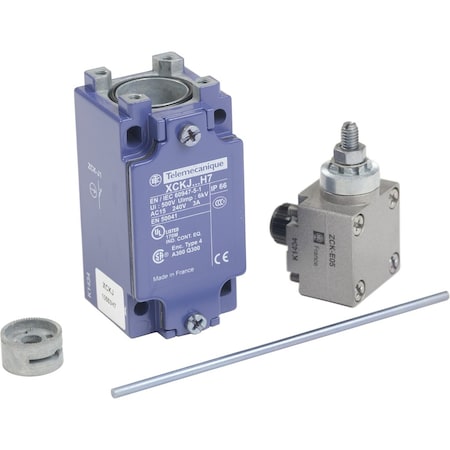 Limit Switch, Adjustable Rod, Rotary, 1NC/1NO, 10A at 240V AC, Actuator Location: Side