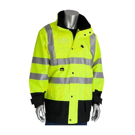 Coat, 100% Polyester, Hi-Viz Lime Yellow, Xl