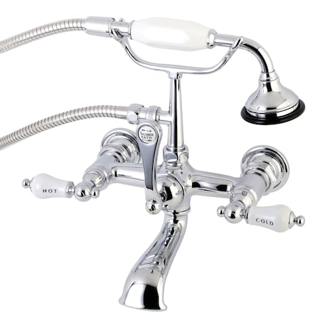 Wall-Mount Clawfoot Tub Faucet, Polished Chrome, Tub Wall Mount