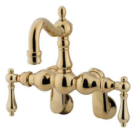 Wall-Mount Clawfoot Tub Faucet, Standard, 3-3/8" to 9", 2, Tub Wall Mount, Polished Brass