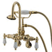 Wall-Mount Clawfoot Tub Faucet, Standard, 3-3/8" to 9", 2, Tub Wall Mount, Polished Brass