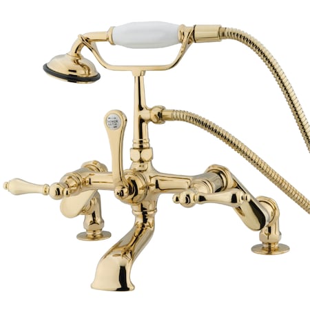 Deck-Mount Clawfoot Tub Faucet, Standard, 3" to 12", 2, Deck Mount, Polished Brass
