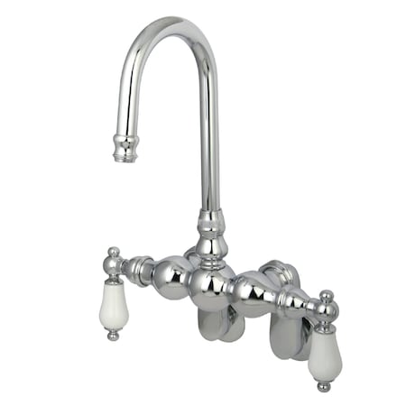 Wall-Mount Clawfoot Tub Faucet, Standard, 3-3/8" to 9", 2, Tub Wall Mount, Polished Chrome