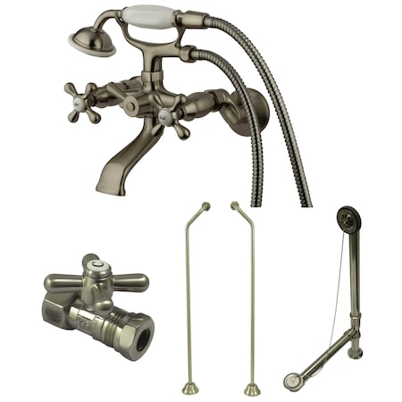 Clawfoot Tub Faucet Packages, Brushed Nickel, Tub Wall Mount