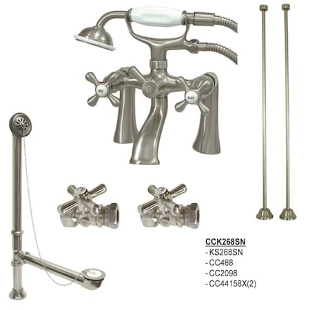Clawfoot Tub Faucet Packages, Brushed Nickel, Deck Mount