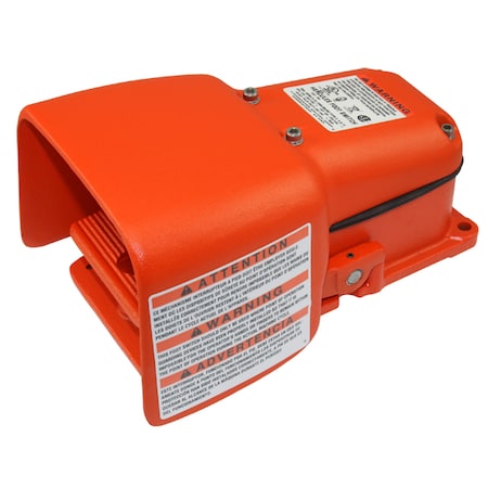 Heavy Duty Foot Switch, DPDT, Momentary, 125/250V AC, 13/2/4, 20, Cast Iron, Orange