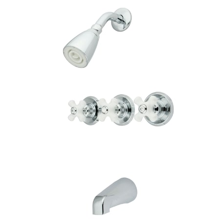 Tub and Shower Faucet, Polished Chrome, Wall Mount