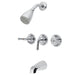Tub and Shower Faucet, Polished Chrome, Wall Mount