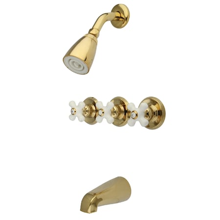 Tub and Shower Faucet, Polished Brass, Wall Mount