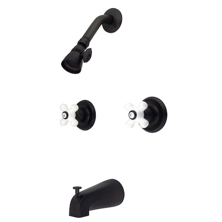 KB245PX Tub & Shower Faucet Porcelain Cross Handles