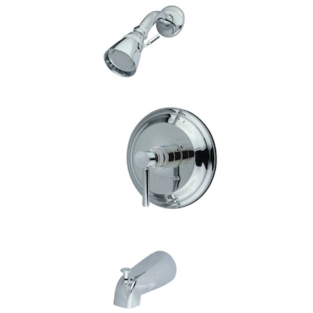 Tub and Shower Faucet, Standard, 3, Wall Mount, Polished Chrome