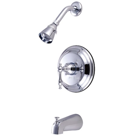 Tub and Shower Faucet, Standard, 3, Wall Mount, Polished Chrome