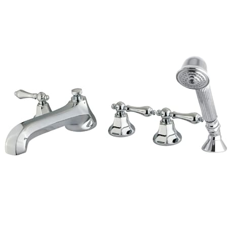 Roman Tub Faucet, Polished Chrome, Deck Mount