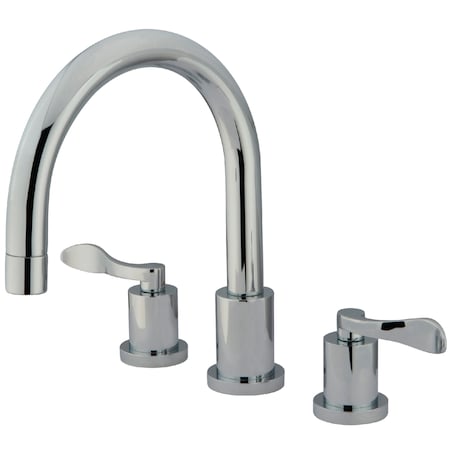 Roman Tub Faucet, Polished Chrome, Deck Mount