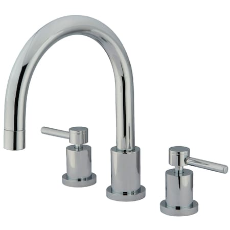 Roman Tub Faucet, Polished Chrome, Deck Mount