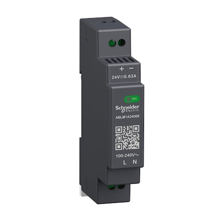 Power Supply, 90/264V AC, 24V DC, 15 W, 0.625 A, DIN Rail/Panel
