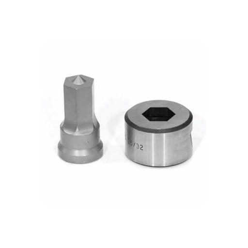 Punch And Die Set,  Hex,  34 In Punch,  2532 In Die Sizes Included,  2 Piece,  For Use With Standard