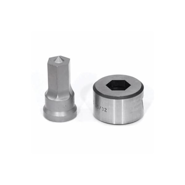 Punch And Die Set,  Hex,  34 In Punch,  2532 In Die Sizes Included,  2 Piece,  For Use With Standard